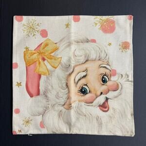 Pink‎ Nostalgic Santa Christmas Pillow Cover
